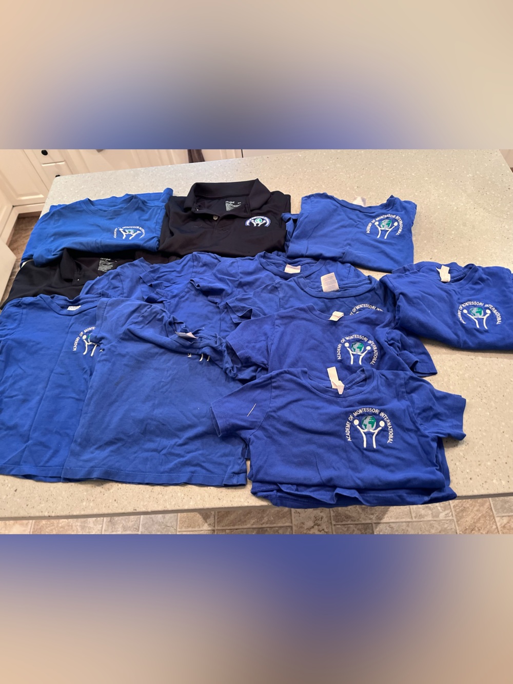 Academy of Montessori International t shirts school logo 3T 4T lot of 13 pieces